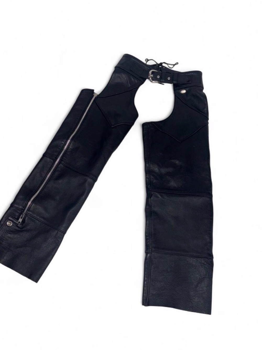 Harley Davidson Men's Black Leather Chaps with Belt Closure size Small